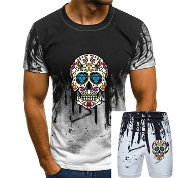 Mexicanos de Açúcar Crânio T-shirt Para Homens, Além de Tamanho de Algodão Equipe Camiseta 4XL 5XL 6XL Camiseta