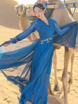 Mulheres Hanfu Chinês Tradicional Vestidos de Roupa Traje de Fadas Antigo Deserto do Turismo Retro Estilo Étnico Saia Longa