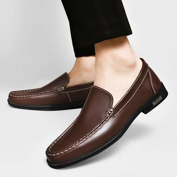 Negócios de Couro Genuíno, masculina Casual Sapatos 2023 Outono Homens Novos Sapatos Artesanais Natural da Vaca Leather Mens Partido de Namoro de Homens Vadios