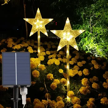 Nova Energia Solar Estrela de Natal ao ar livre Luzes de Uma Conduzidos Dois LED Pentagrama Jardim Parque do Festival da Paisagem Decoração Gramado Lâmpada de Assoalho