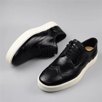 Nova Marca de Luxo Mens Sapatos de Couro Genuíno Casuais um Tênis para Homens de disco Rígido usando Apartamentos Sapatos de Homem Preto Adulto Calçados
