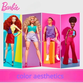 Original Boneca Barbie Assinatura Parece Brinquedos para Meninas Coleção de Cores Princesa Ken Cabelo Loiro Encaracolado Articulações Móveis Presente das Crianças