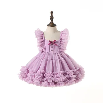 Para crianças, o Vestido da Menina Saia Tutu Princesa Lolita Estrangeiros Estilo de Fios de Suspender a Saia de Roupas de Crianças Meninas Bebê Boutique Criança