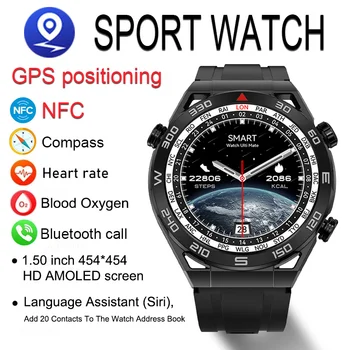 para Huawei Final da NFC AMOLED Smart Watch Homens Personalizado de Discagem de Chamada de Resposta Sport Track GPS Bússola IP68 Impermeável Smartwatch 2023