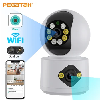PEGATAH 4MP wi-Fi Câmera com duas Telas do Monitor do Bebê de Visão Noturna Interior PTZ de Segurança Cam sem Fio do CCTV Câmeras de Vigilância