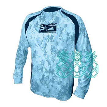 PELÁGICOS Pesca T-shirt de Verão ao ar livre de mangas compridas, de secagem Rápida e Camisa Casual UPF 50+ Pesca Vestuário de Proteção UV Jersey