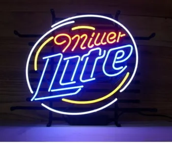 Personalizado Miller Lite Luz De Néon De Vidro Sinal De Cerveja Do Bar