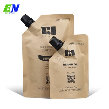personalizado recarregáveis de plástico de embalagem de 35ml shampoo bolsa Eco-friendly do bico do saco de papel Kraft