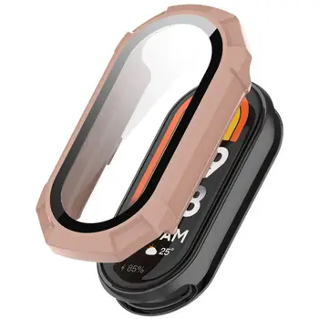 Protetor de tela Para Xiaomi Banda 8 Smart Watch Shell Filme Integrada de luta contra a queda de pára-choque de Proteção Caso PC Temperado Filme Acessório
