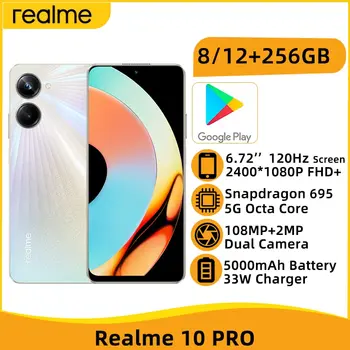 realme 10 Pro 8GB 256GB Telefone Móvel Snapdragon 695 Octa Core 6.72