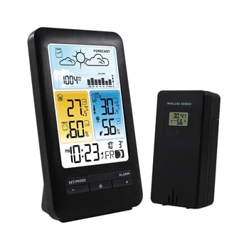 Relógio Despertador Digital Estação Meteorológica Temperatura Medidor de Umidade Barometor sem Fio com Sensor Exterior Calendário USB Powerer