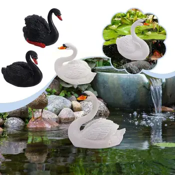 Resina Flutuante Cygnet Enfeites De Branco Cisne Negro Exterior Lagoa Decoração Cisne Nadando Jardim Decorativo Escultura Ornamento Gard E9j9