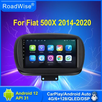 Roadwise Android 12 do Rádio do Carro da Fiat 500X 2014 2015 2016 2017 2018 2019 2020 Multimídia Carplay 4G Wifi GPS DVD 2Din Autoradio