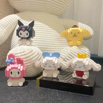 Sanrio Anime Micro Hello Kitty Blocos de Construção a Minha Melodia Cinnamoroll Cartoon Kawaii Diamante Tijolo Figuras de Brinquedos para Crianças de Presente