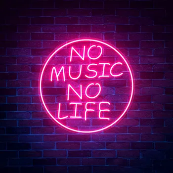 Sem Música a Vida do Sinal de Néon Personalizado Luzes LED Night Club Bar Restaurante Neon Parede Sinais de Presente de Aniversário Quarto Decoração de Casa