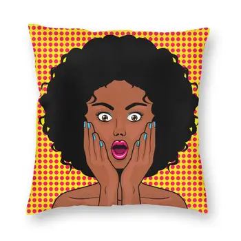 Sexy Surpreso Mulher Africana Pop Art Capa de Almofada 40x40 Casa Decorativa Impressão 3D de mulher Bonita Jogar Travesseiro Caso para a Sala de
