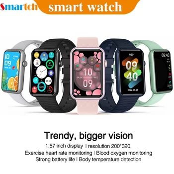 Smart Mulheres Relógios HD BT Chamada de Pulseira Homens Pressão Arterial Heartrate Impermeável Smartwatch a Temperatura do Corpo de Esportes Fitness Música