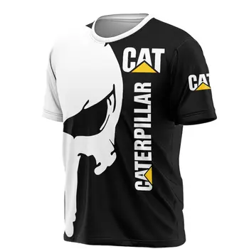 T-shirt masculina Caterpillar 3D Verão 2023 Imagem 3D Caixa de Homens Avatar Superior de Moda Casual Braço Padrão Preto