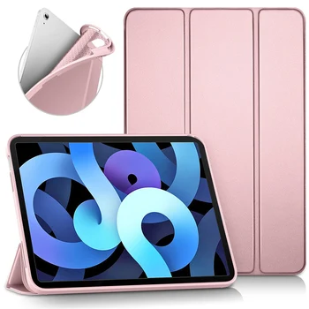 Tablet Case Para Apple iPad Ar 4 5 2020 2022 4ª 5ª Geração de Silicone Macio, o Shell de dobra tripla em papel Magnético Ficar Smart Cover Flip