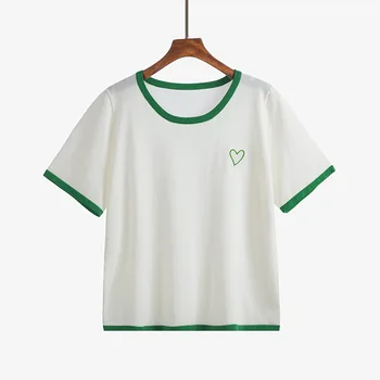 TE25 Bela geometria Gráfico impresso T-shirt Tops Tee Bonito de Manga Curta Feminino T-shirts