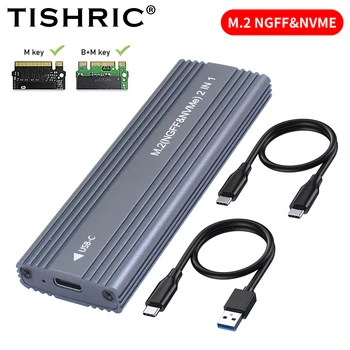 TISHRIC M2 SSD Caso de M. 2 NVMe SATA Protocolo SSD Gabinete Adaptador de 10Gbps USB 3.1 Gen2 USB C Externo Caso Suporta M e B&M Chaves