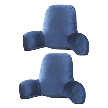Varejo 2X Travesseiro da Cama Com o Braço de Suporte de Leitura Cama Cintura para Trás da Cadeira de Assento de Carro Sofá Resto Cintura Pad (Deep Blue)