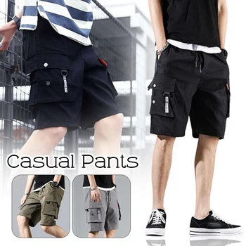 Verão Homens Shorts de Carga Tática Meia Calça Impermeável Japonês Multi-pocket Shorts Adolescente Streetwear Caça Pesca Roupas