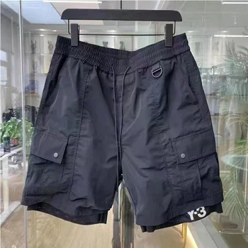 Verão Y-3 Shorts 2024 Duas peças Emendados Capris Homens Casual de Sportswear Y3 Marca de Moda Design de Homens de Trabalho shorts