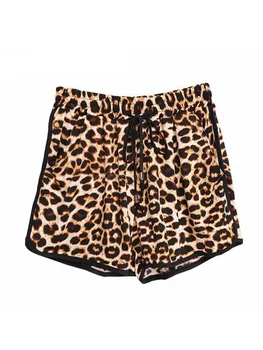 VIIANLES Leopard Impresso Shorts Mulheres de Verão Casual Corda de Projeto S-XXL Mulheres de Alta Qualidade Elástica Sexualidade Minipants