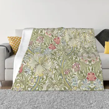 William Morris Arte Cobertor de Lã Quente Flanela Macia Floral estampa de tecido Jogar Cobertores de Cama Sofá Carro Primavera, Outono