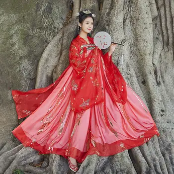 XinHuaEase Hanfu de Fadas Vestidos Chineses Tradicionais das Mulheres de Dança Trajes Cosplay do sexo Feminino Princesa Roupas Grandes Plus Size Vermelho