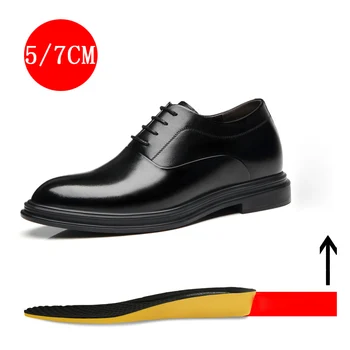 YEINSHAARS 5/7cm Derby Classic Mens Sapatos de Plataforma Aumento da Altura de Homens Sapatas de Vestido de Terno Formal de Negócios, Elevador Sapatos de Venda Quente