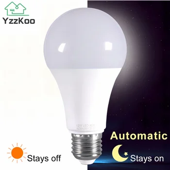 YzzKoo LED E27 Luz de controlo do Sensor de Luz do Bulbo 12W 7W 9W AC85-265V da Noite do Dia de Luz Auto ON OFF Pátio Varanda Smart Lamp Para o Jardim